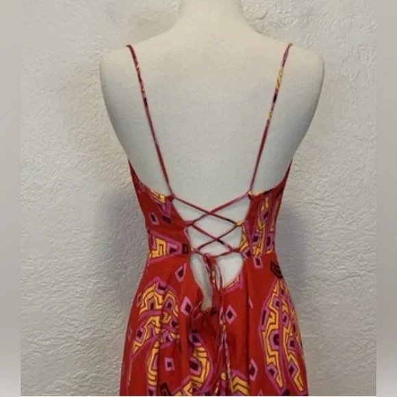 House of Harlow 1960- Red Tiki Banana Midi Dress - Picture 4 of 5